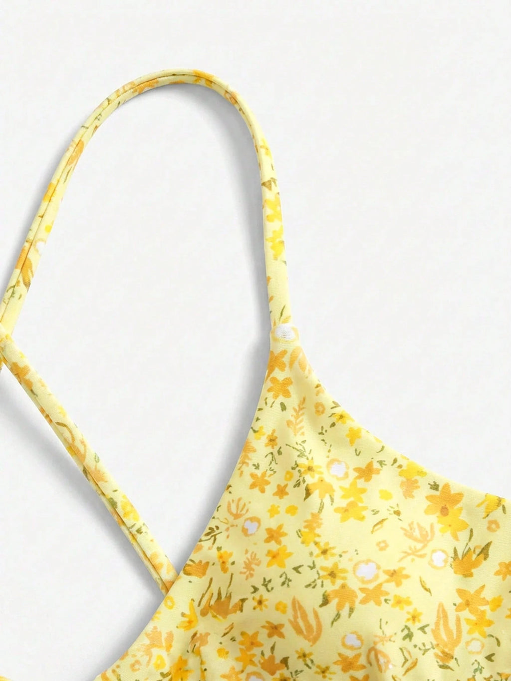 Swim Mod Ditsy Floral Casual Spaghetti Strap Bikini Swimwear, Wireless Vacation