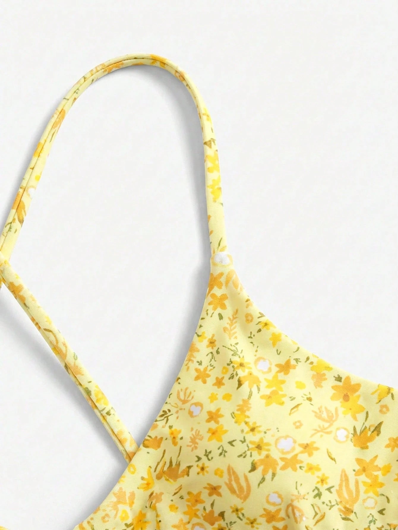 Swim Mod Ditsy Floral Casual Spaghetti Strap Bikini Swimwear, Wireless Vacation
