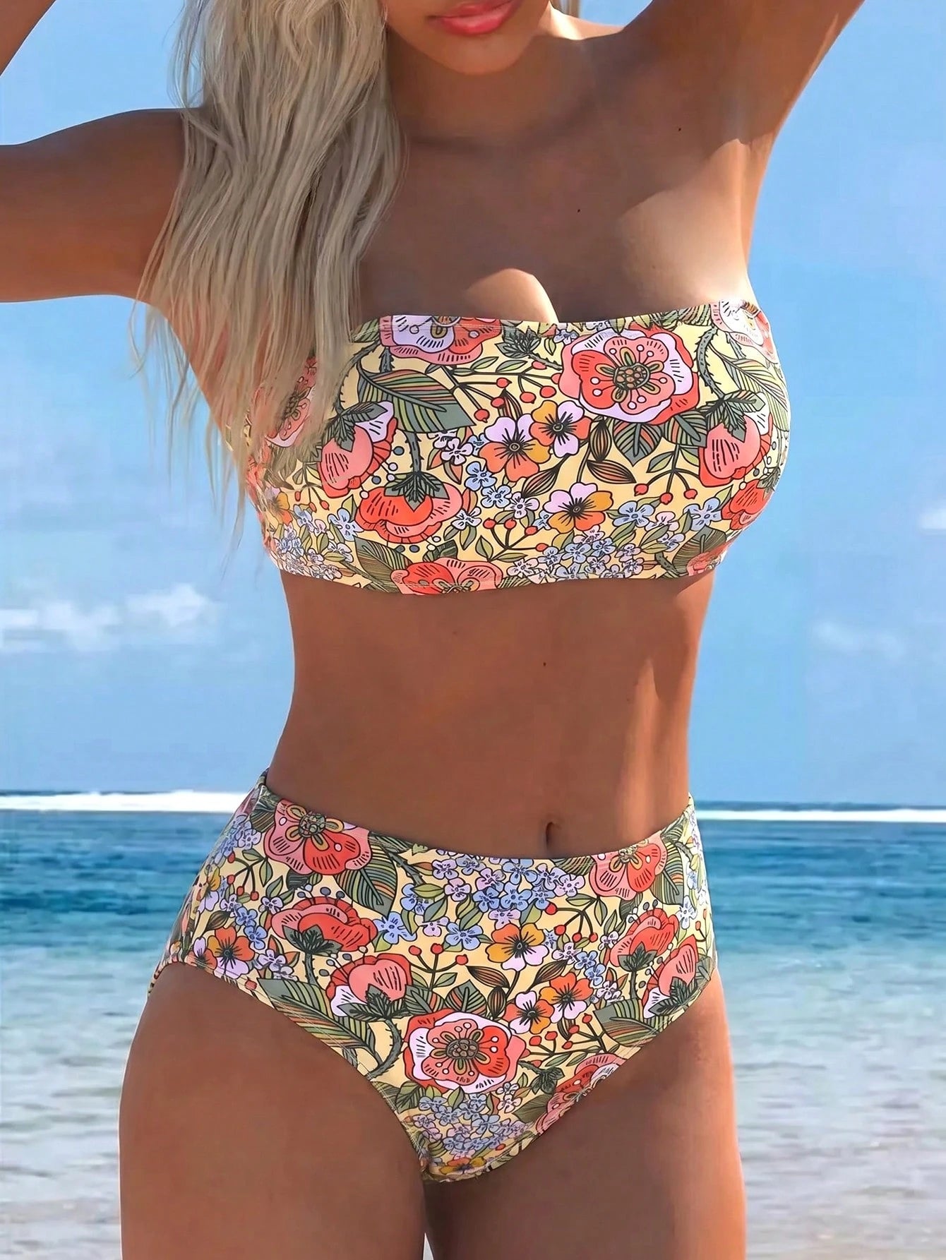 Swim Lushoire Women's Summer Vacation Beach Sexy Colorblock Plaid