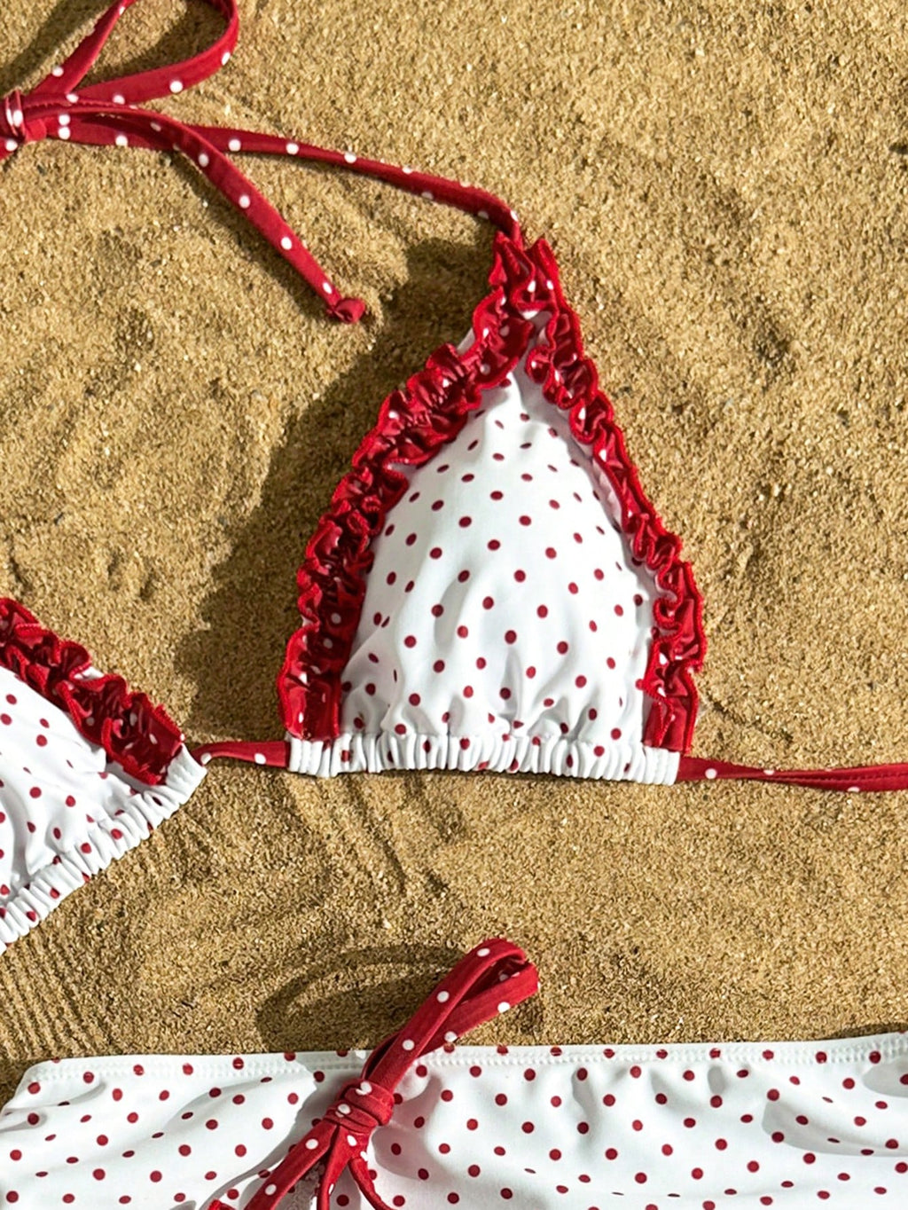 Swim Mod Women's 3-Piece Bikini Set With Drawstring Skirt,Red And