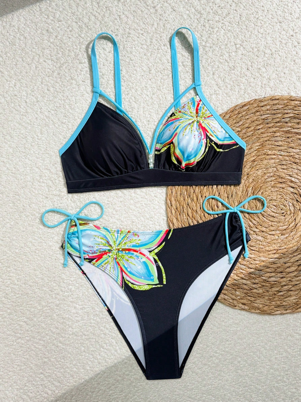 Swim Lushoire New Summer Women's Spaghetti Strap Backless Deep V-Neck