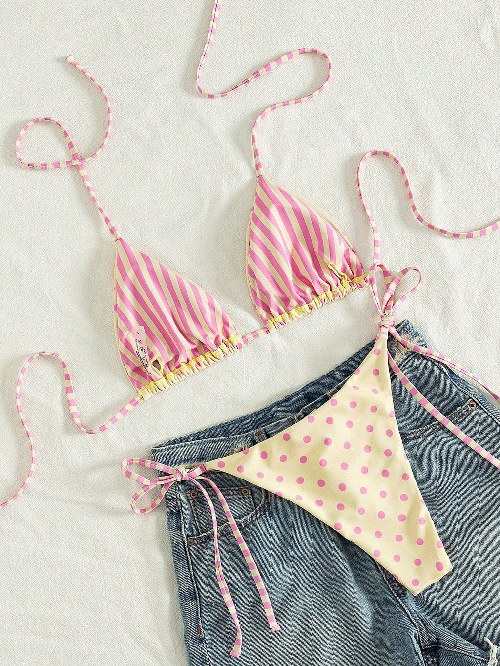 2026 Women's Random Print Spaghetti Strap Sexy Bikini Swimwear Set,