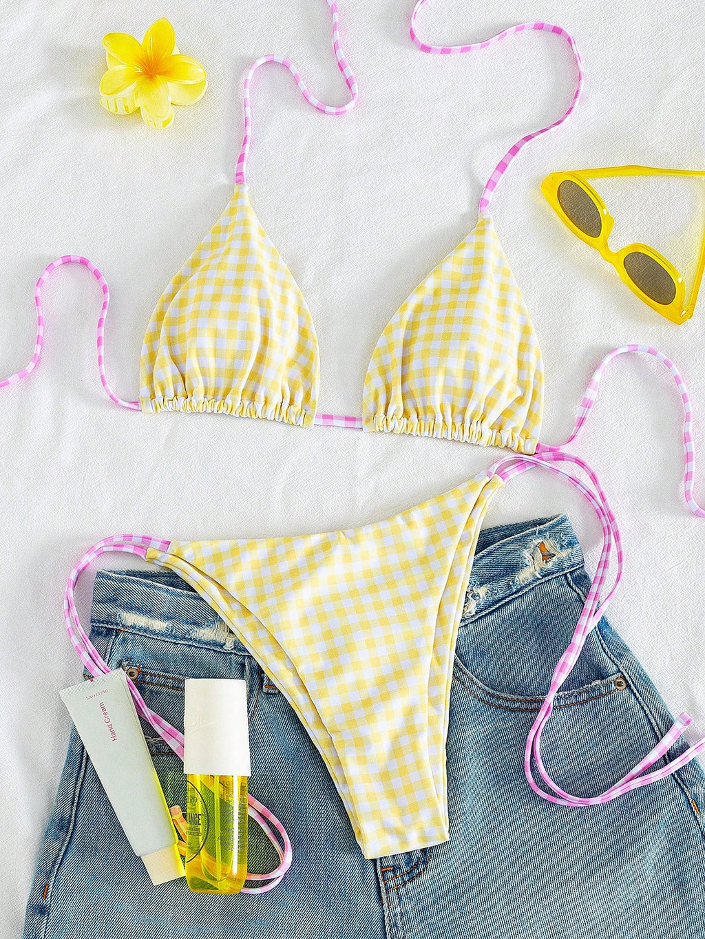 2026 Women's Random Print Spaghetti Strap Sexy Bikini Swimwear Set,