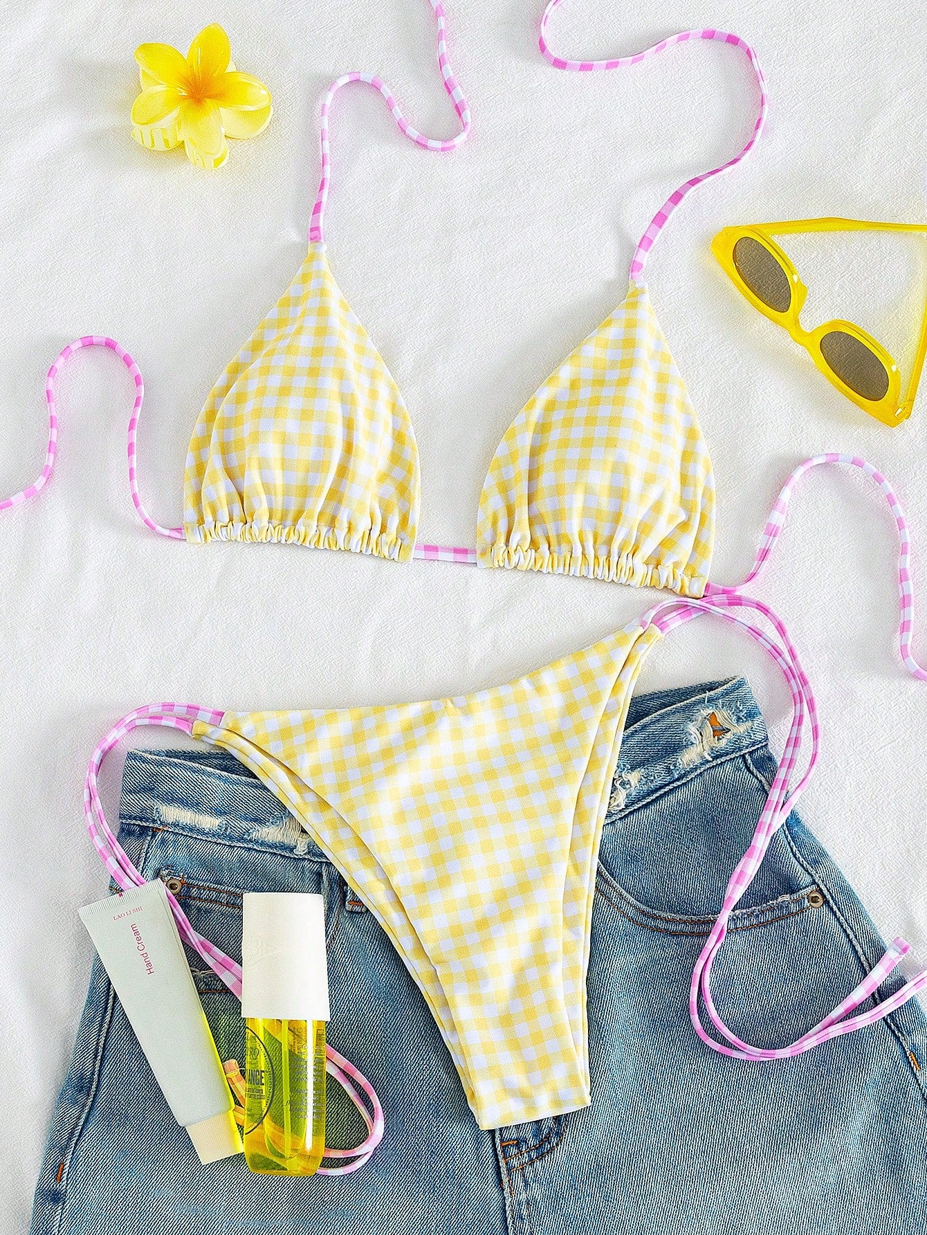 2026 Women's Random Print Spaghetti Strap Sexy Bikini Swimwear Set,