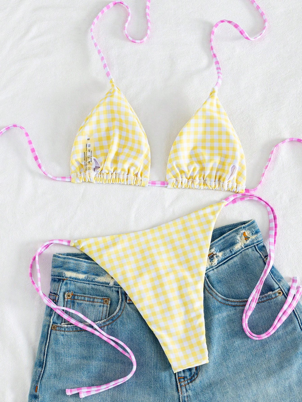 2026 Women's Random Print Spaghetti Strap Sexy Bikini Swimwear Set,