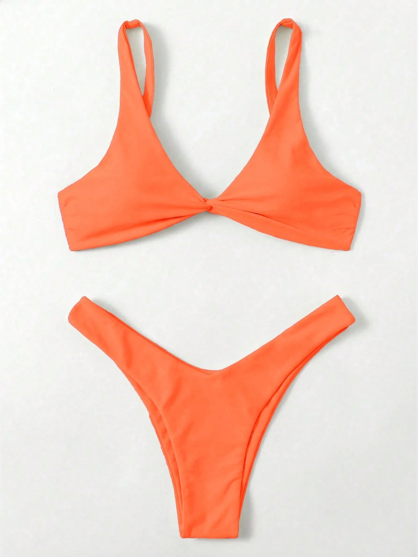 Swim Mod Fish Scales Print Knot Front Swim Top & Swim Bottom Bikini