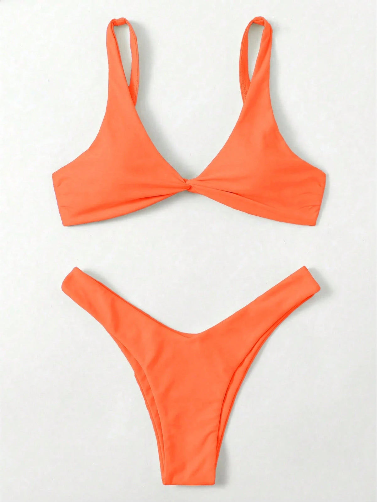 Swim Mod Fish Scales Print Knot Front Swim Top & Swim Bottom Bikini