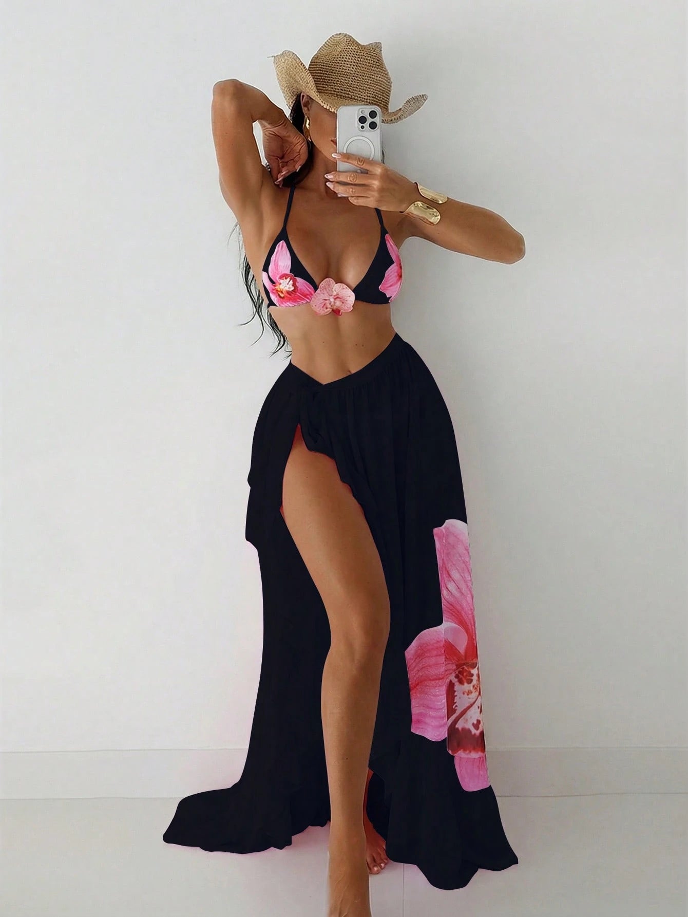 Swim SXY Summer New Women's 3-Piece Beach Set Gradient Print Random