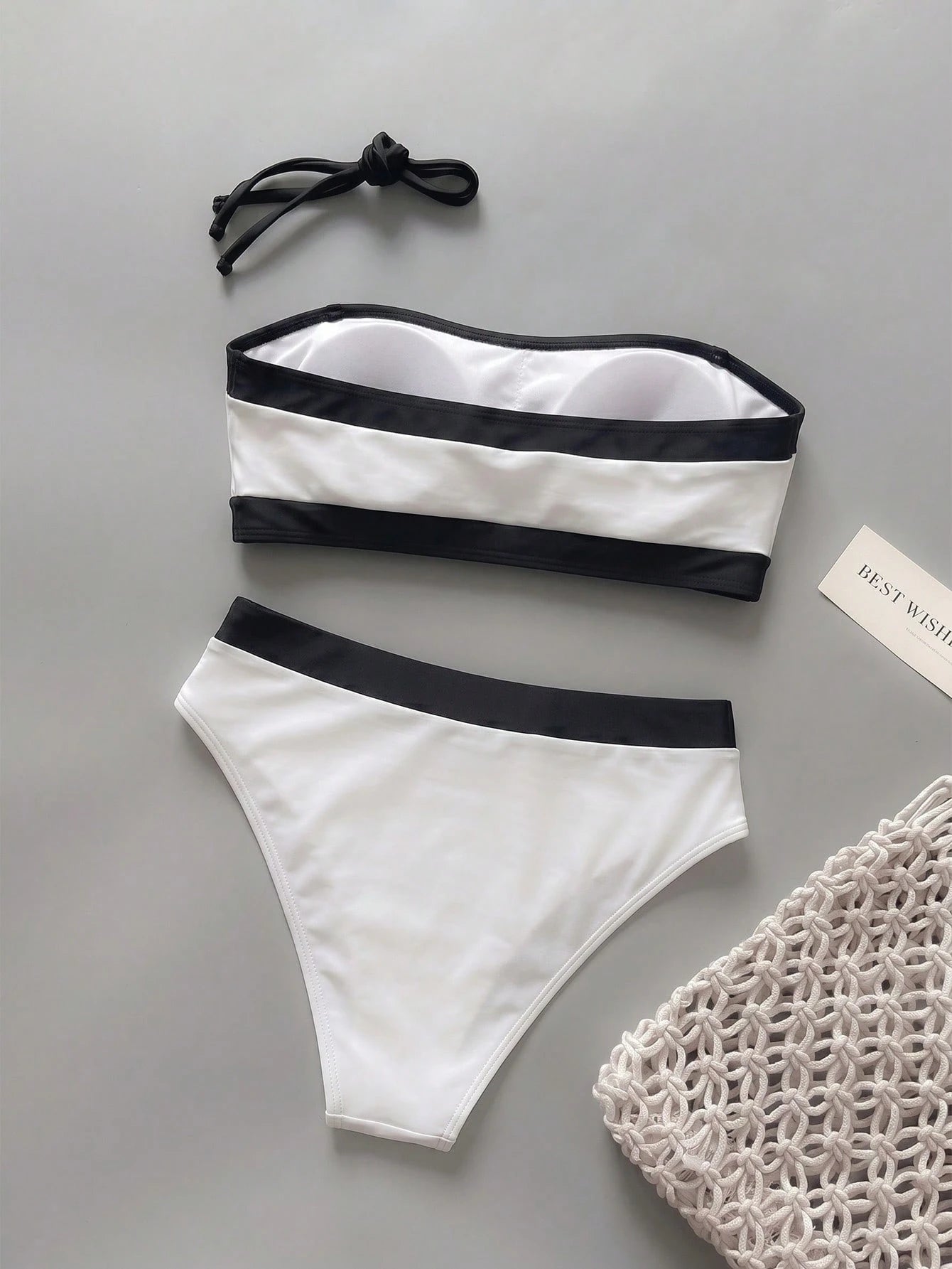 New Beach Pool Party Vacation Fashion Sexy Solid Color Block Detachable Shoulder