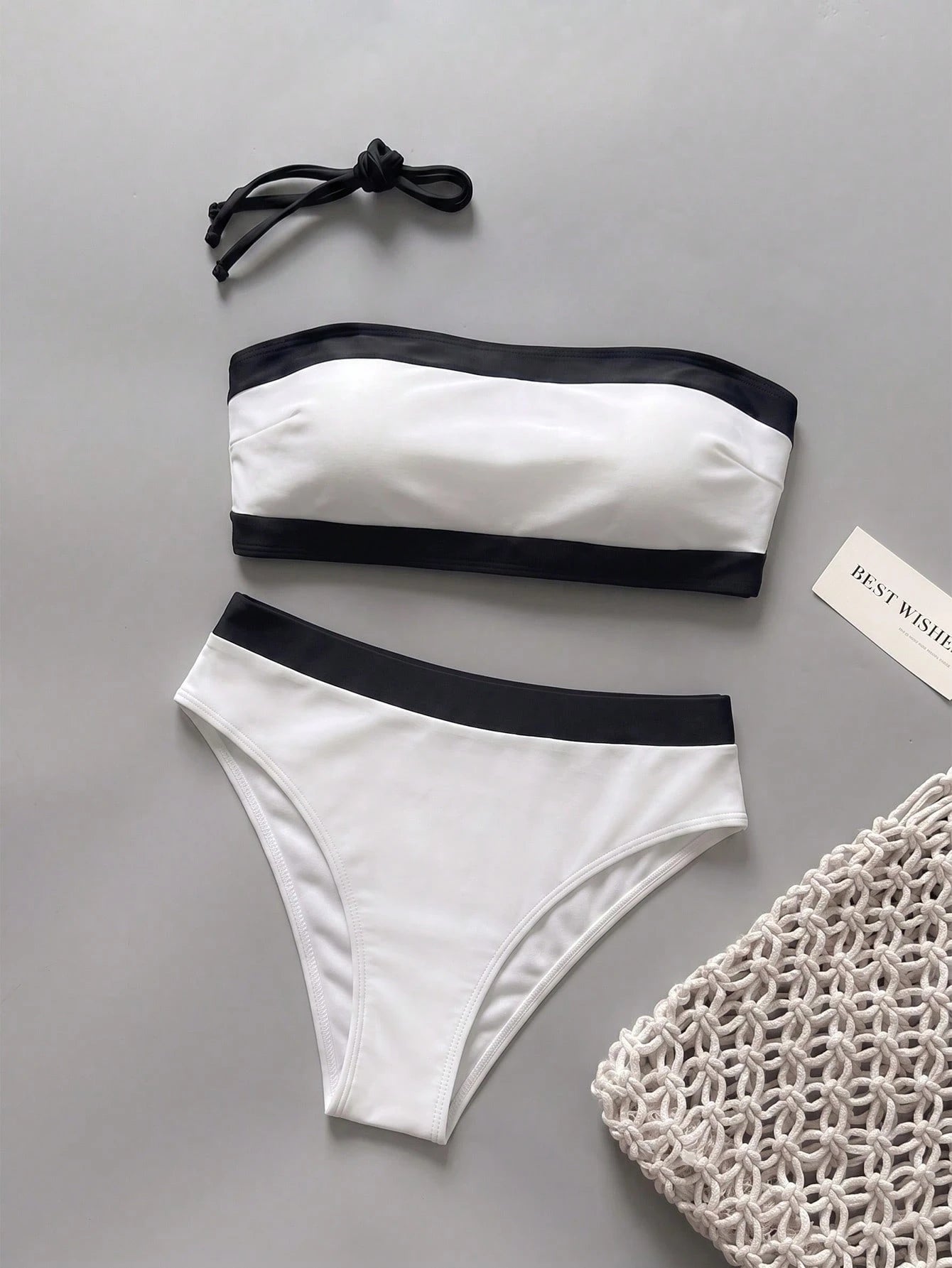 New Beach Pool Party Vacation Fashion Sexy Solid Color Block Detachable Shoulder