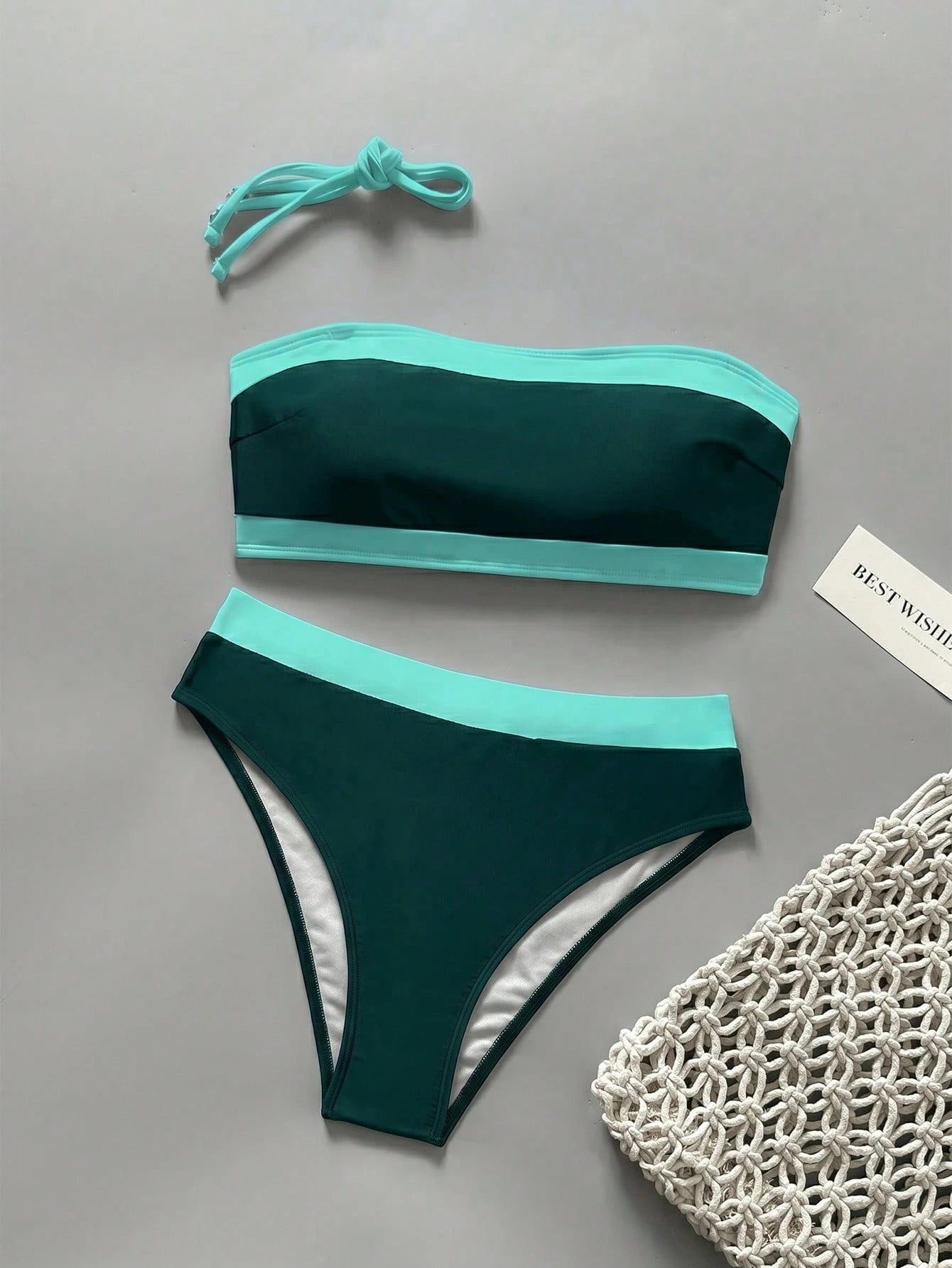 New Beach Pool Party Vacation Fashion Sexy Solid Color Block Detachable Shoulder