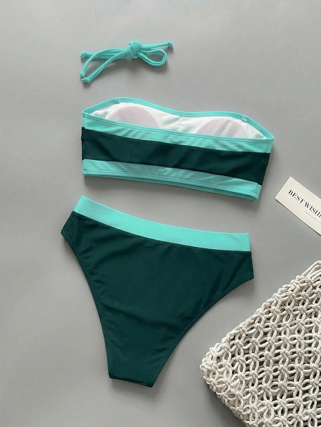 New Beach Pool Party Vacation Fashion Sexy Solid Color Block Detachable Shoulder