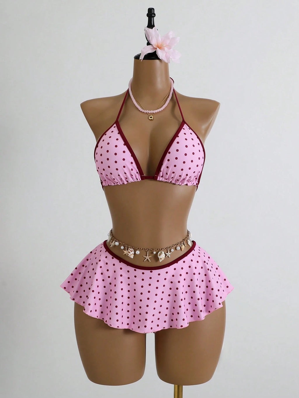 Swim Mod Pink Summer Cute Beach Party Holiday Holiday Women 2pcs