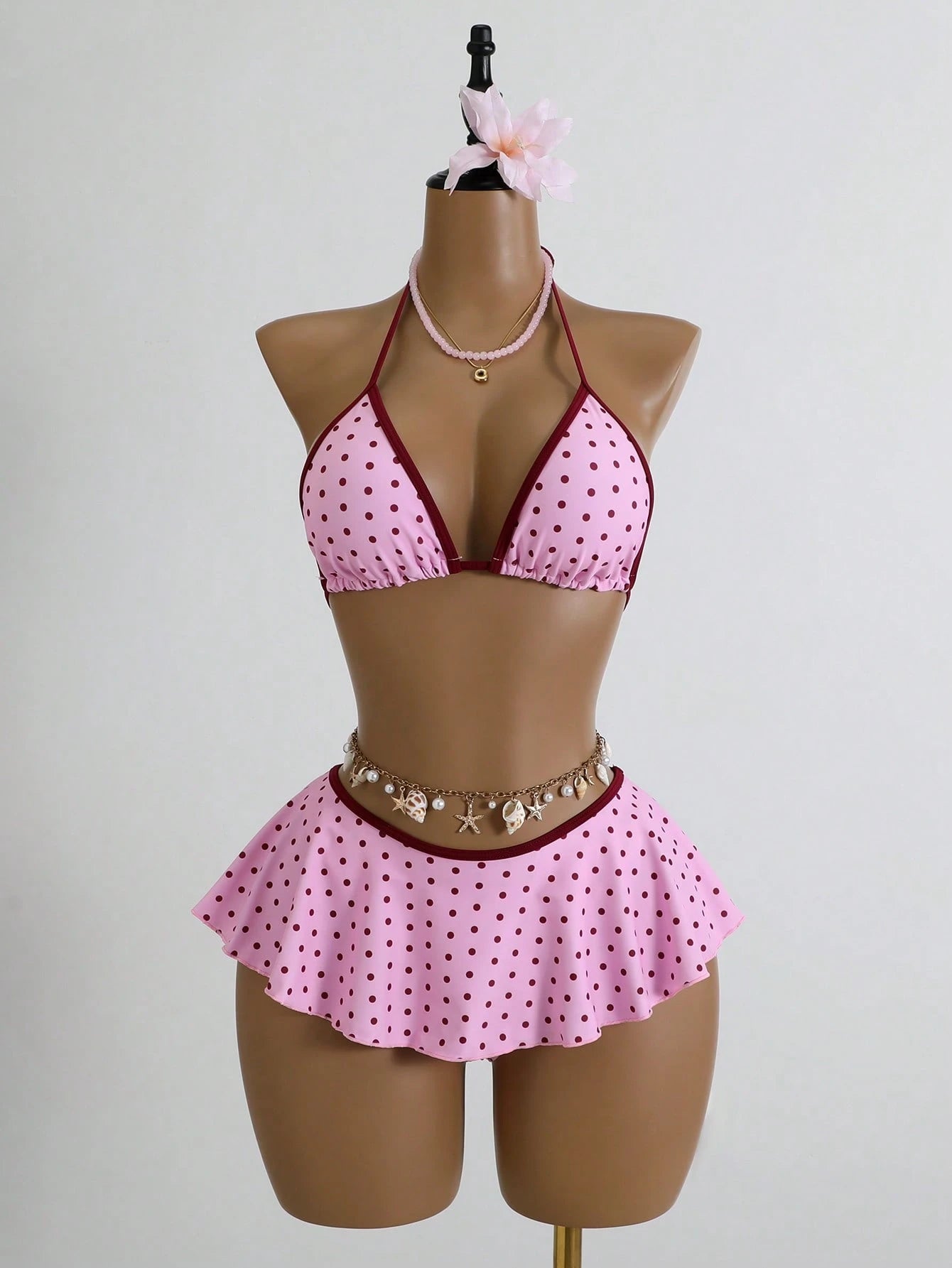 Swim Mod Pink Summer Cute Beach Party Holiday Holiday Women 2pcs