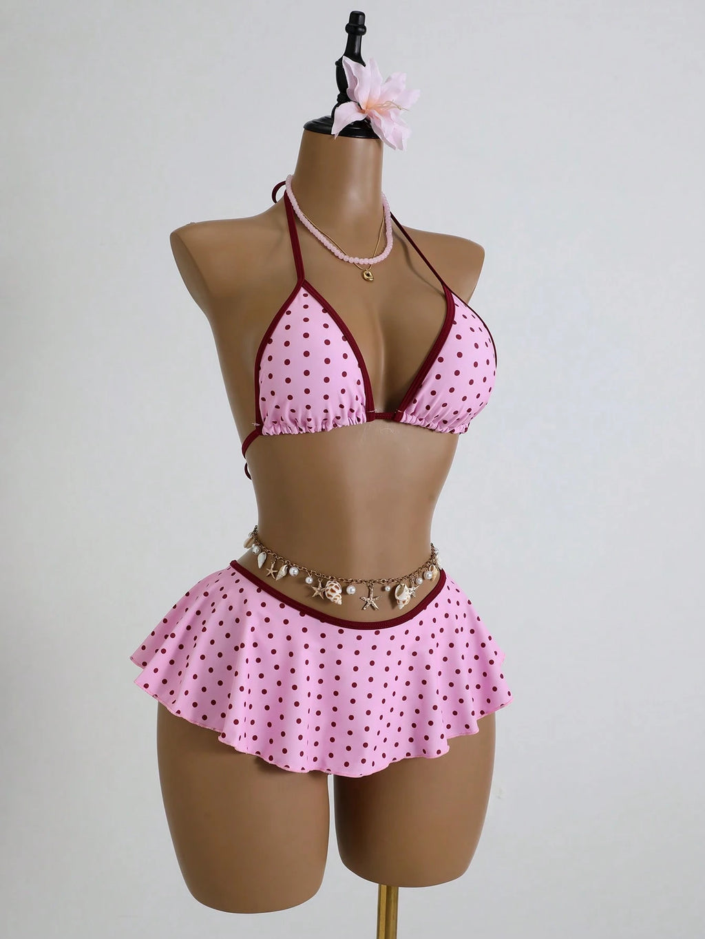 Swim Mod Pink Summer Cute Beach Party Holiday Holiday Women 2pcs