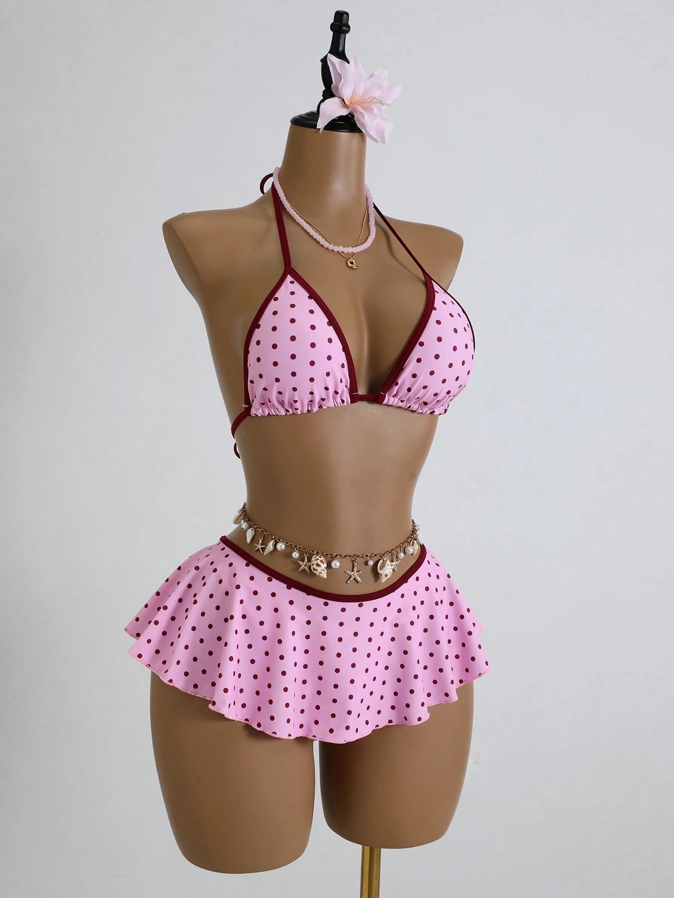 Swim Mod Pink Summer Cute Beach Party Holiday Holiday Women 2pcs