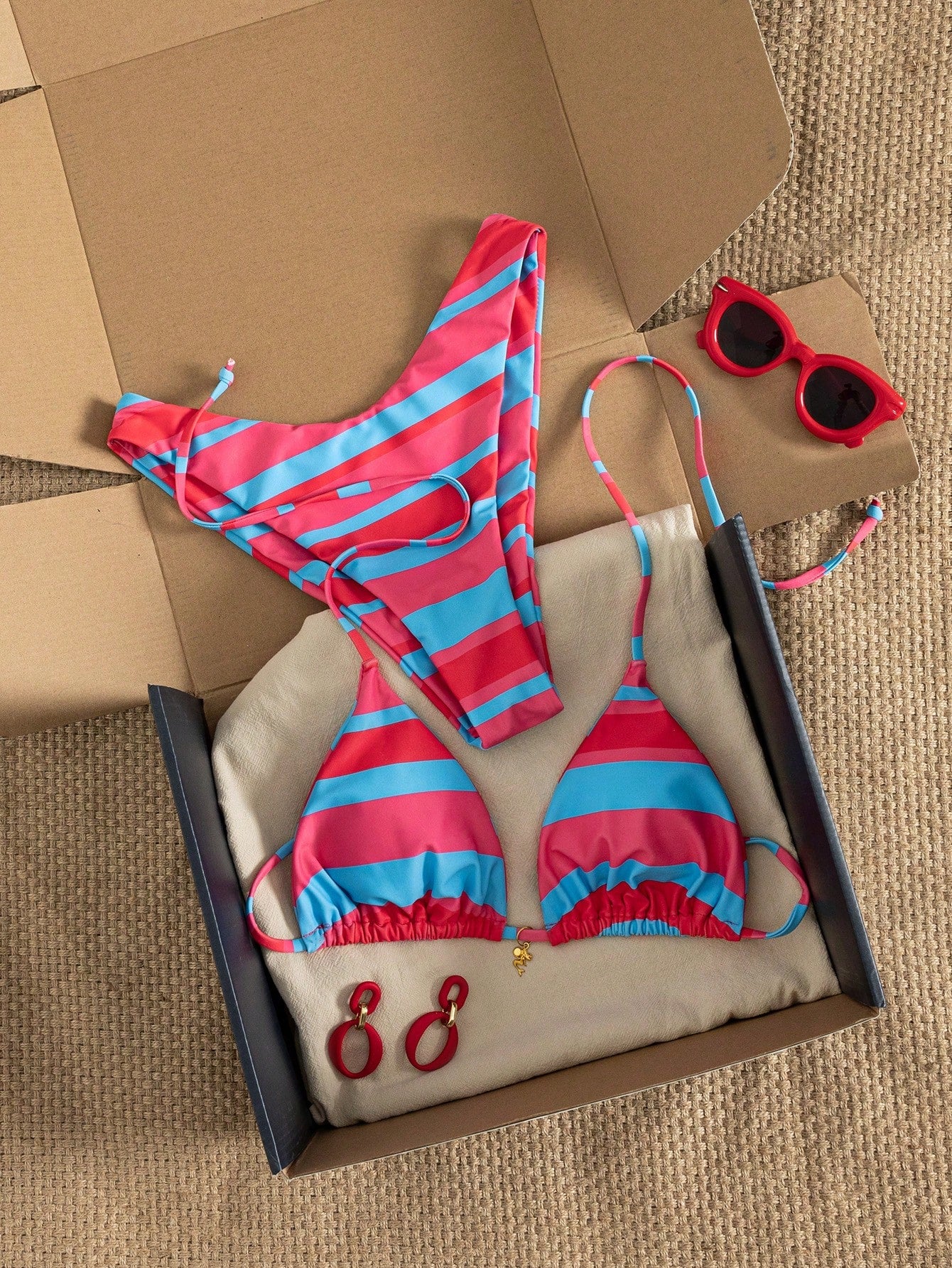 Women's Halter Tie Sexy Black Bikini Swimwear Set, Halter Tie
