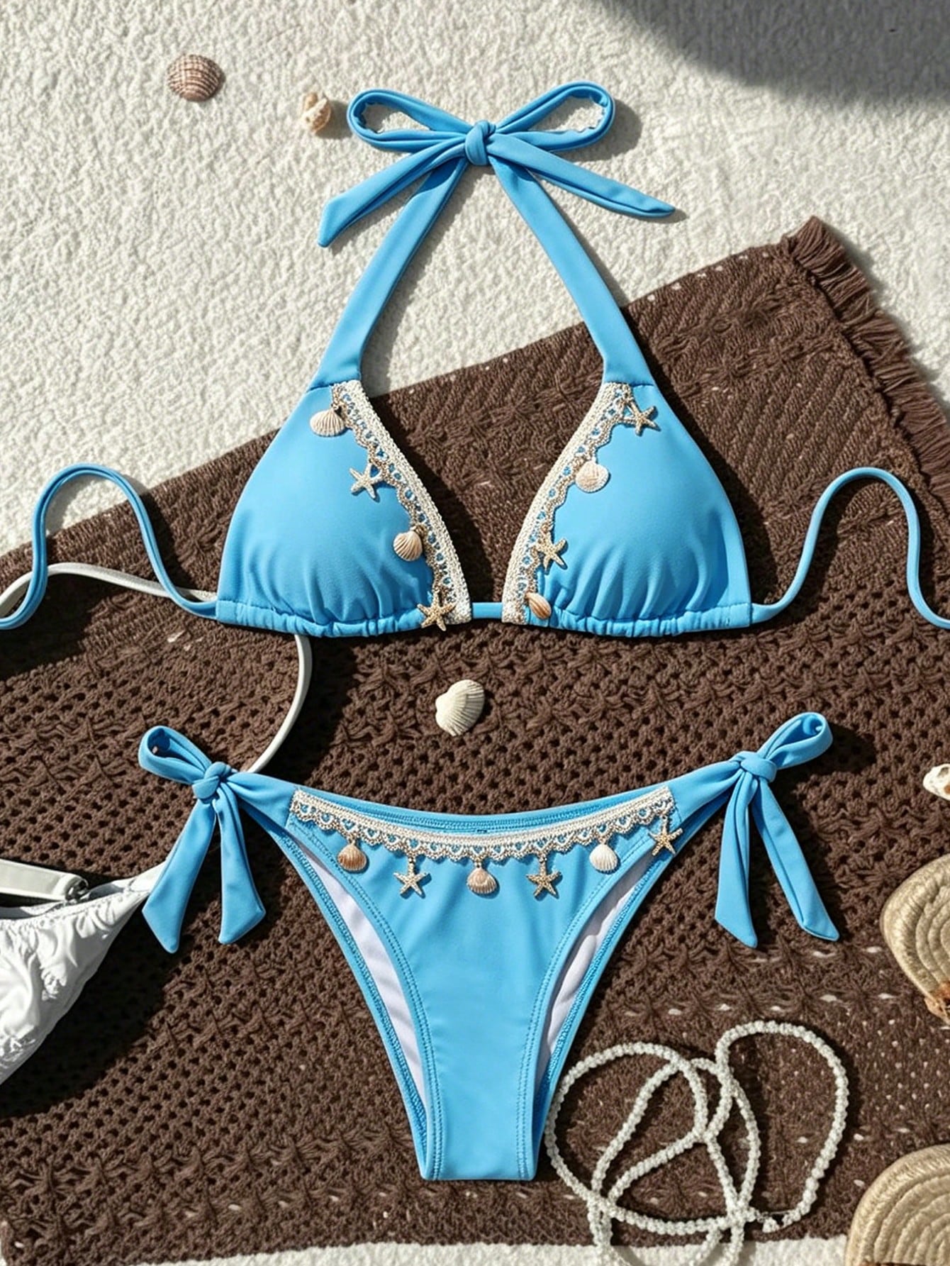 2pcs/Set Women's Ocean Theme Decorative Sexy Casual Bikini Set,