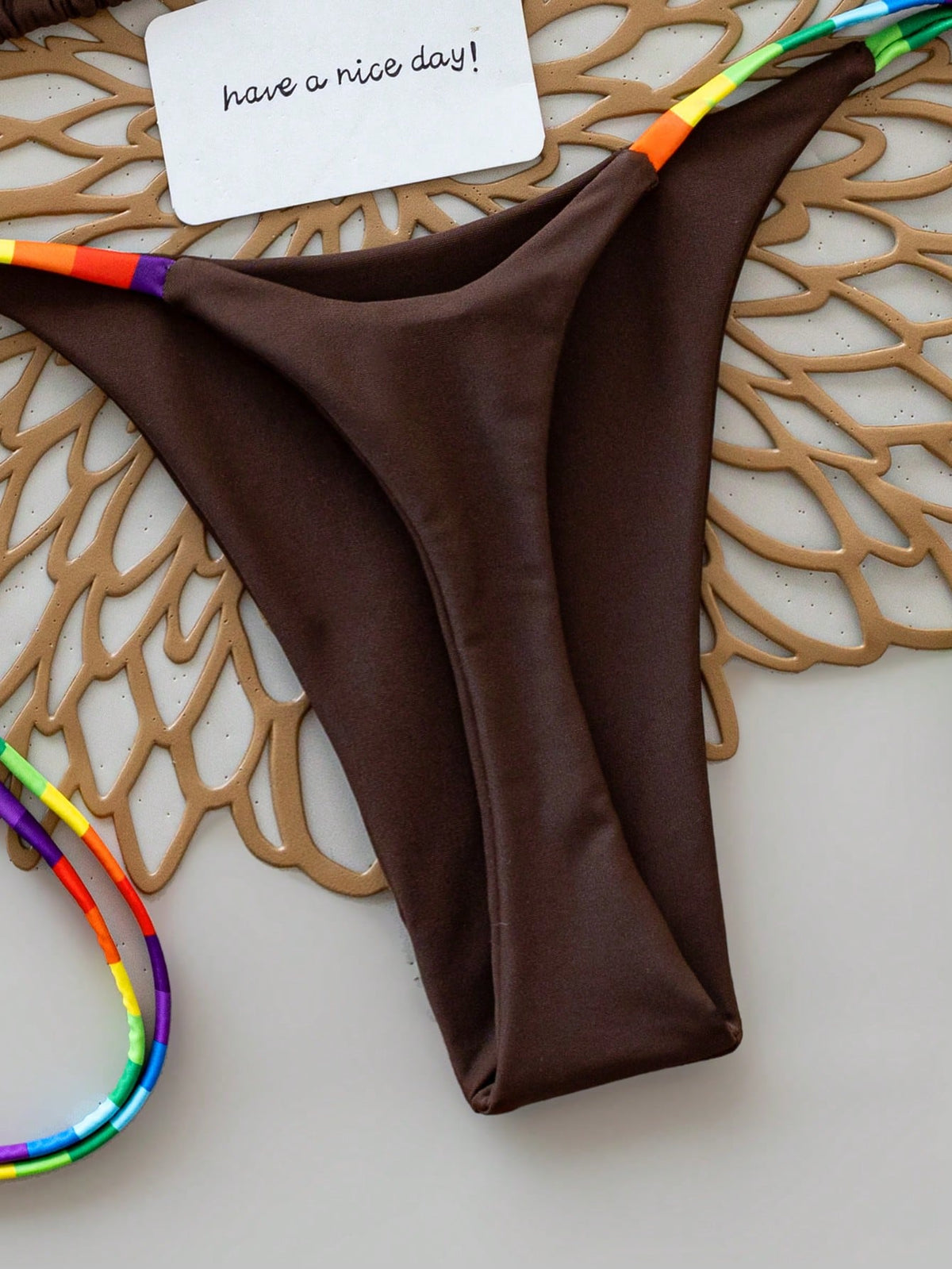 2pcs Rainbow Striped Sexy Backless Tie-Back Swimwear, Fashionable Bikini Set For Beach, Stage And Concert, - image 10