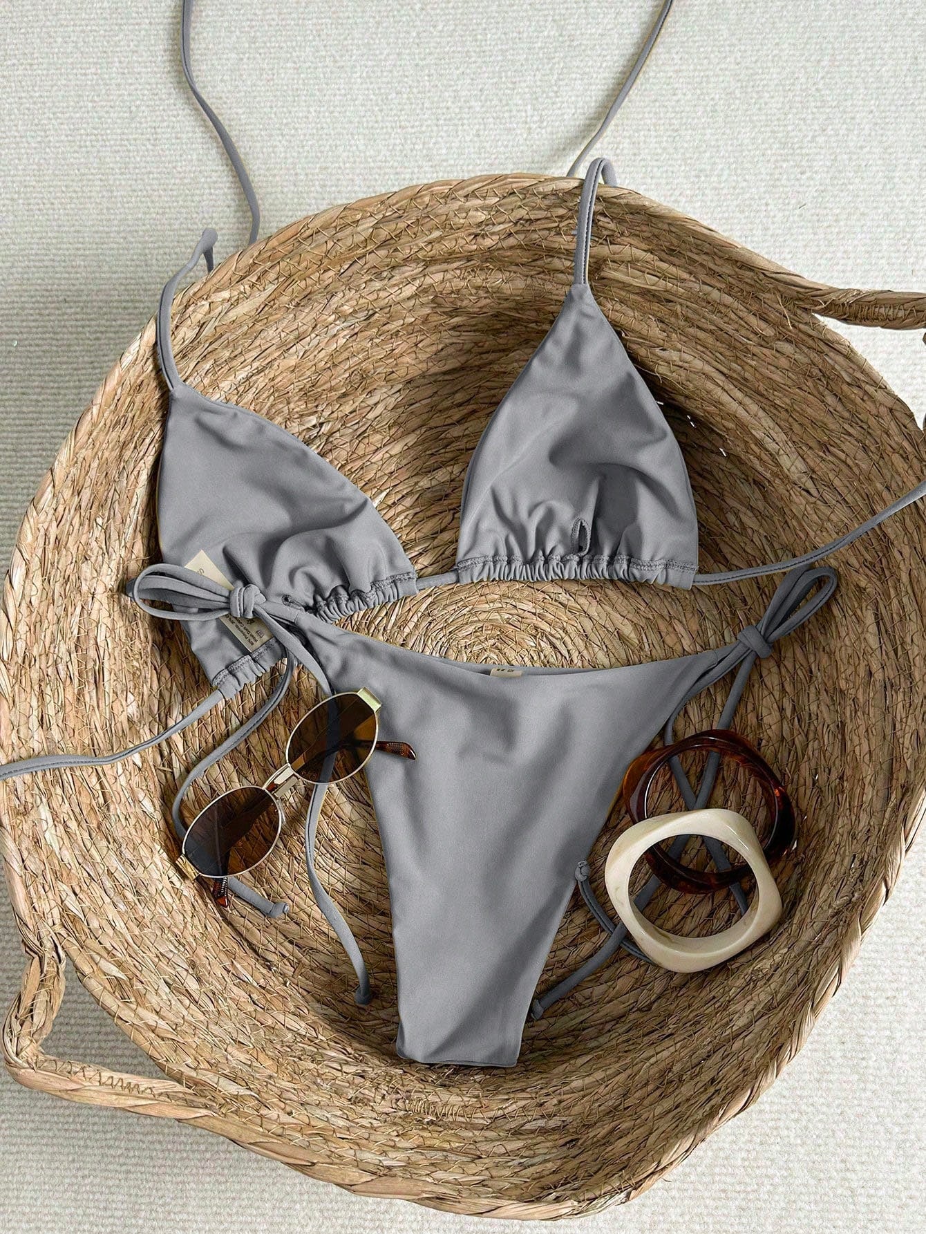 2pcs Geometric & Tropical Floral Print Bikini Set, Casual Cute &