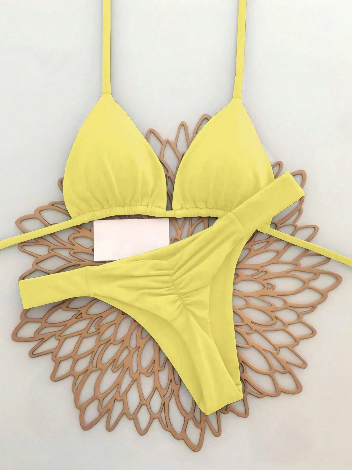 2pcs Casual Elegant Sexy Bohemian Floral Print Tie-Up Braided Bikini Swimwear, S