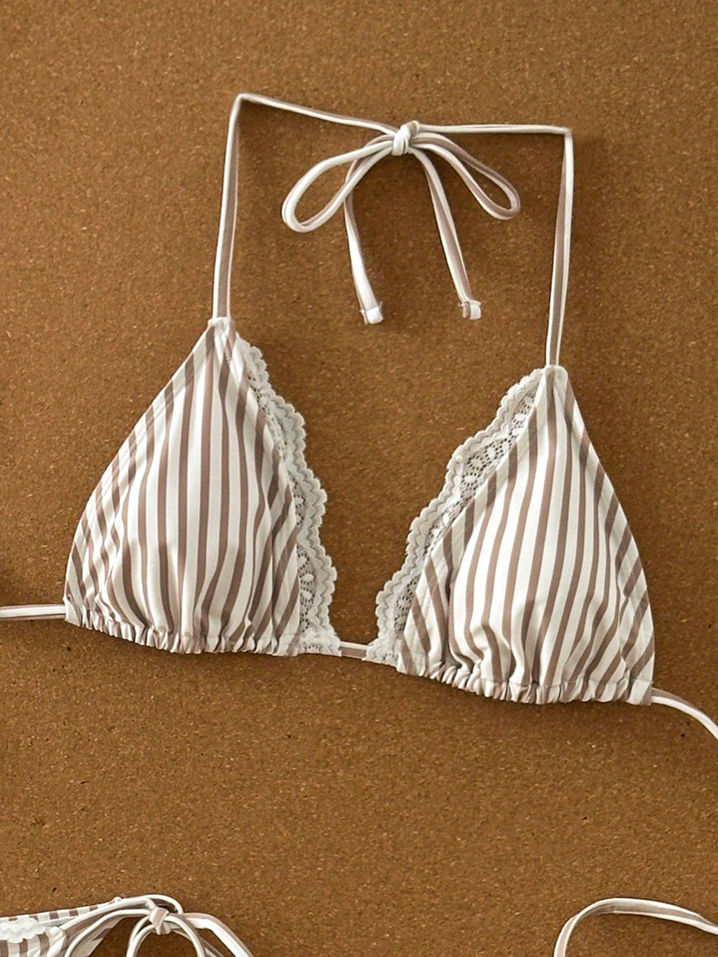 Swim Mod Women's 2-Piece Bikini Set Set, Striped & Floral Print, Lace