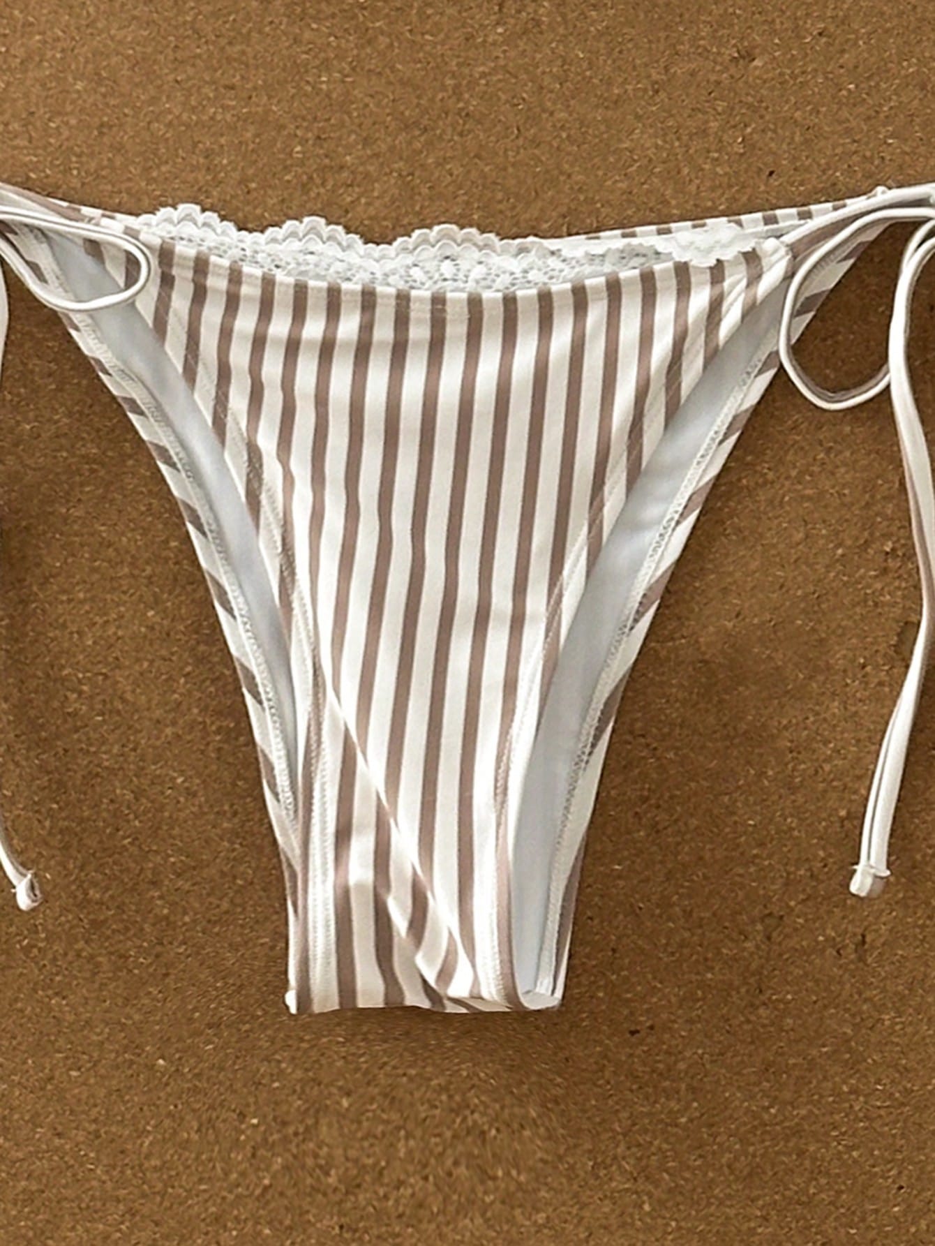 Swim Mod Women's 2-Piece Bikini Set Set, Striped & Floral Print, Lace
