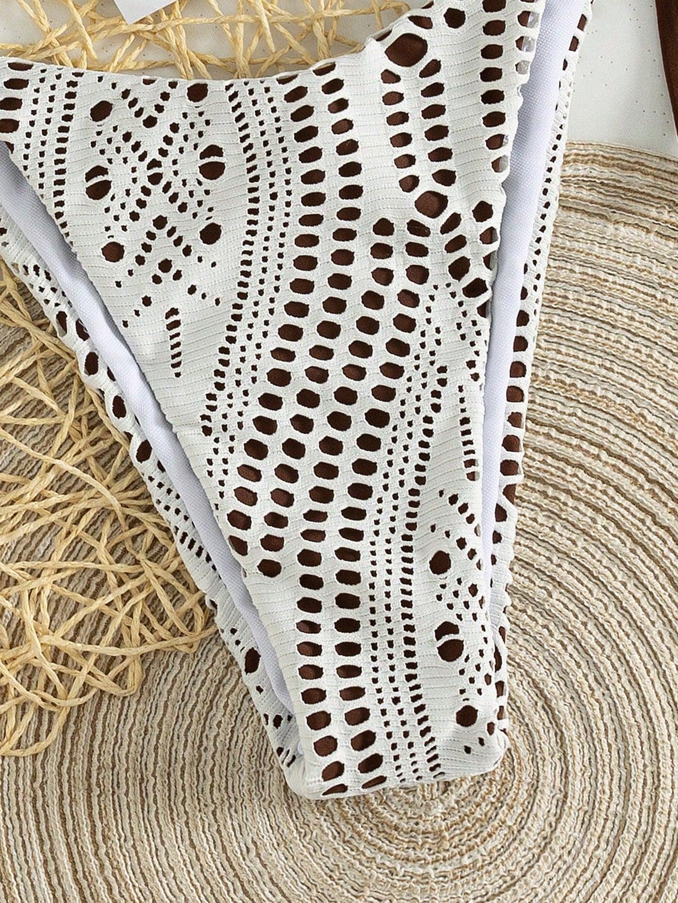 Bonvoyette Women's 2-Piece White Crochet Lace Triangle Bikini
