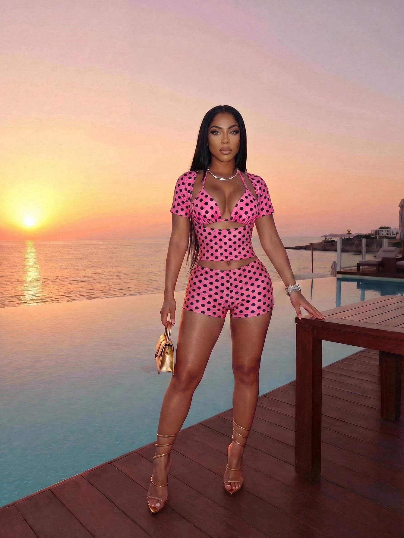 Slaydiva 2026 New Casual Beach Vacation Elegant Sexy Polka Dot Tie