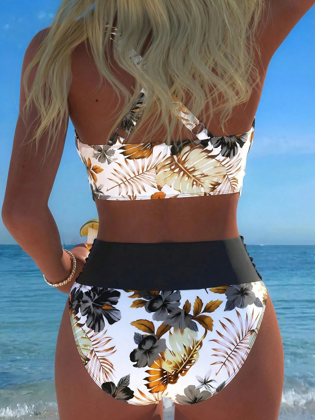 New Beach,Swimming Pool,Vacation,Sexy,Elegant Plant Printed Plain