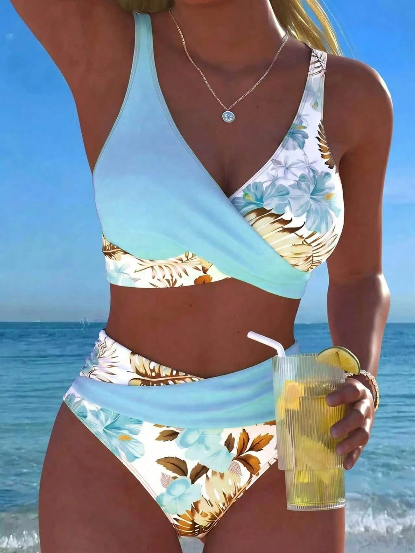 New Beach,Swimming Pool,Vacation,Sexy,Elegant Plant Printed Plain