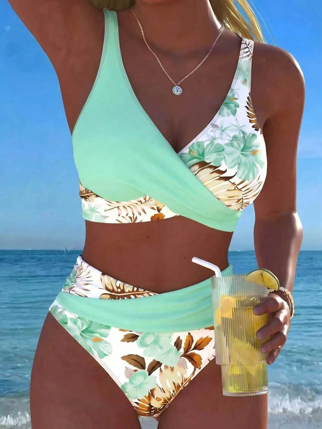New Beach,Swimming Pool,Vacation,Sexy,Elegant Plant Printed Plain