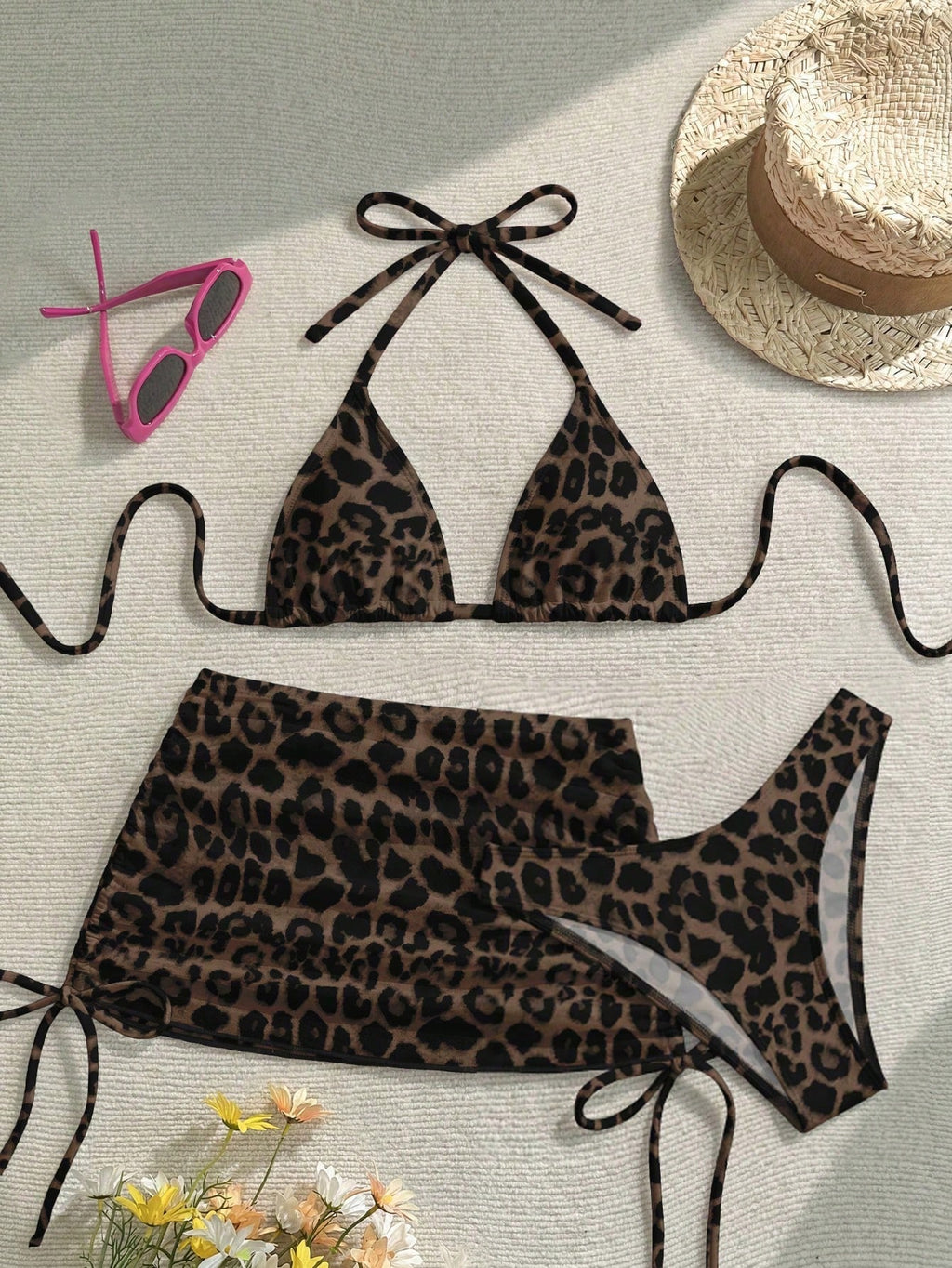 Soleia Casual Minimalist Sexy Brown Leopard Print Full Coverage Women