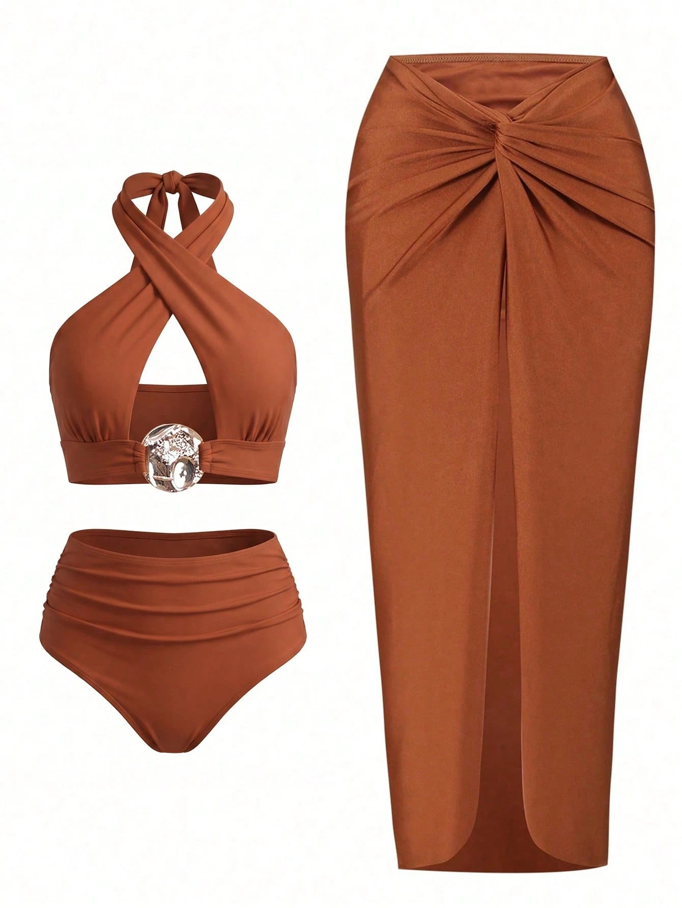 Swim Oasis Women 3-Piece Swimwear Set Burnt