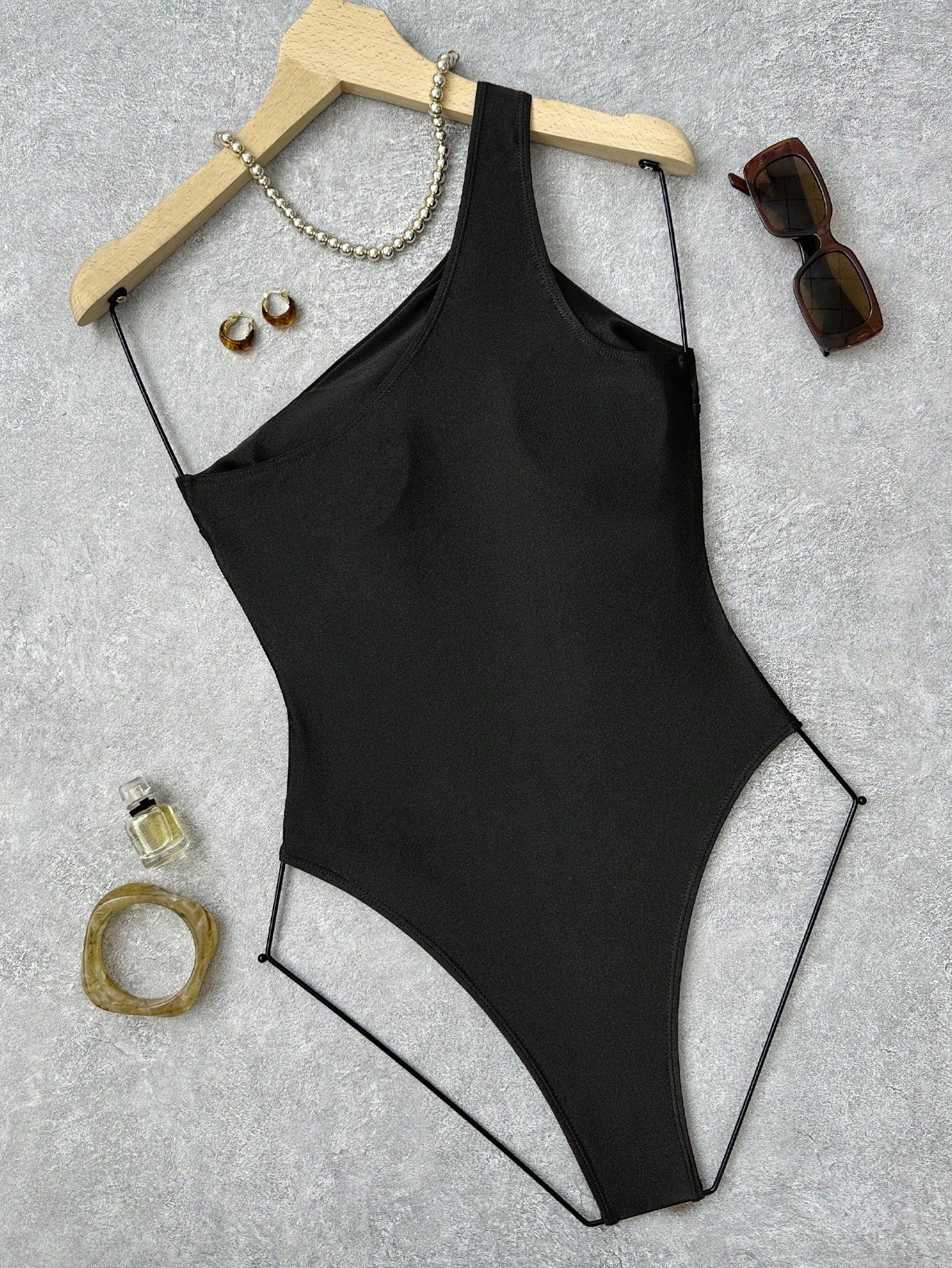 Fembélia Women's Leopard Print Asymmetric Hollow Shoulder One-Piece Swimsuit,Metal Buckle Beachwear For - image 12