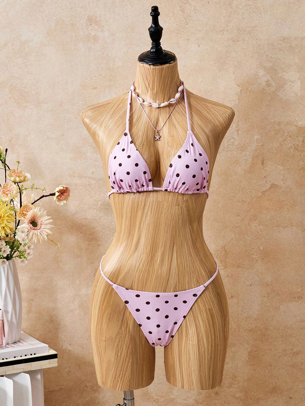 Women's Bikini Set, French Vintage Black & White Polka Dot Bikini