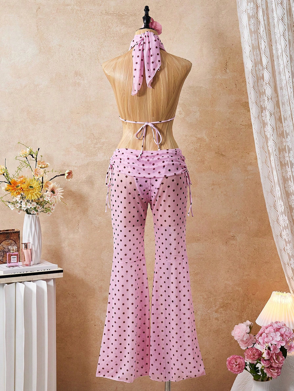 Women's Bikini Set, French Vintage Black & White Polka Dot Bikini