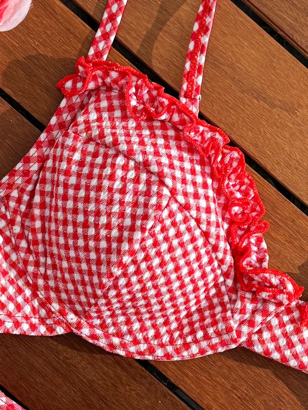 Swim Mod Women's 2pcs/Set Red And White Striped Bikini Swimsuit,Summer Holiday Retro Vintage Beach Party Cute - image 4