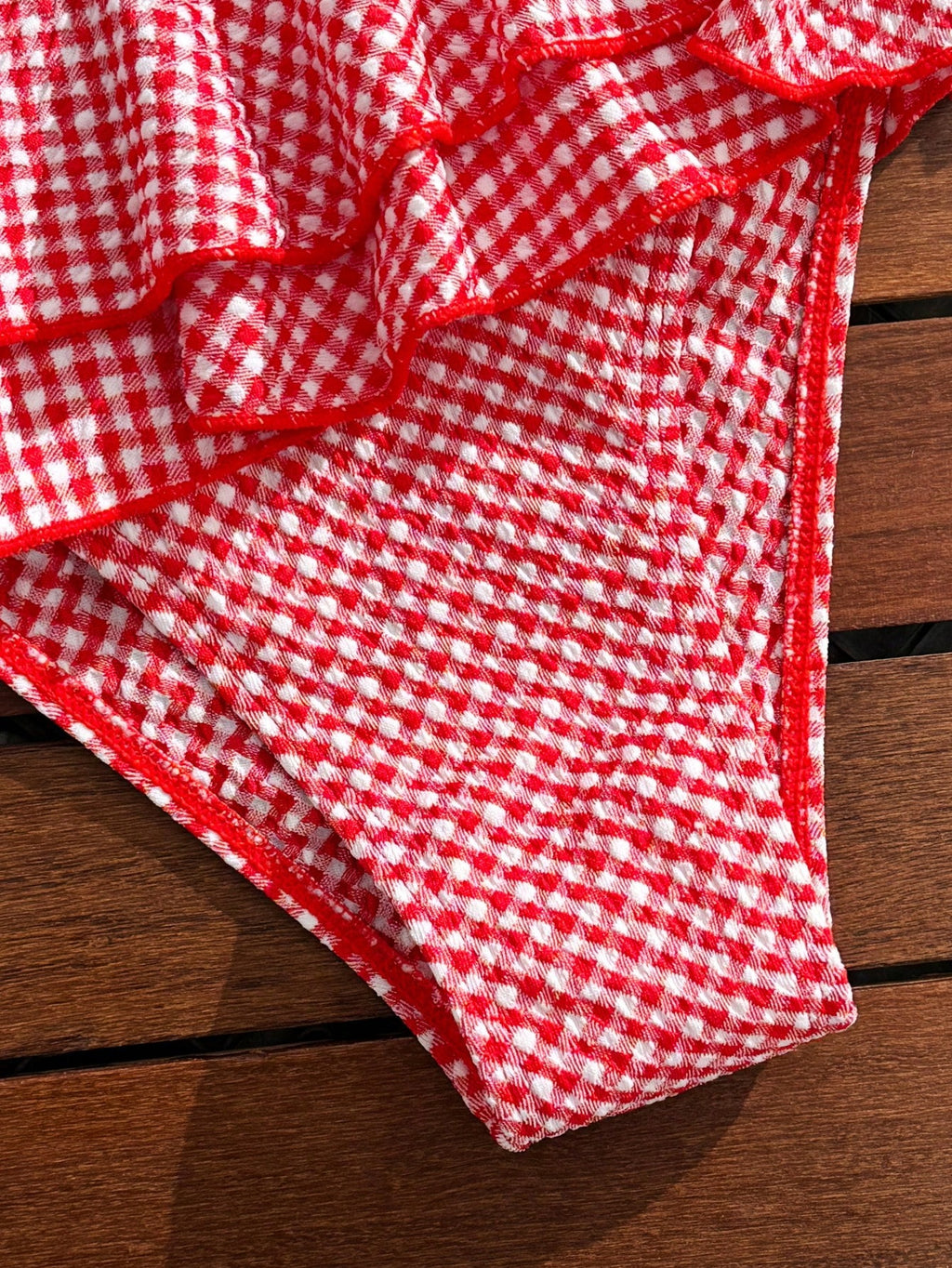 Swim Mod Women's 2pcs/Set Red And White Striped Bikini Swimsuit,Summer Holiday Retro Vintage Beach Party Cute - image 5