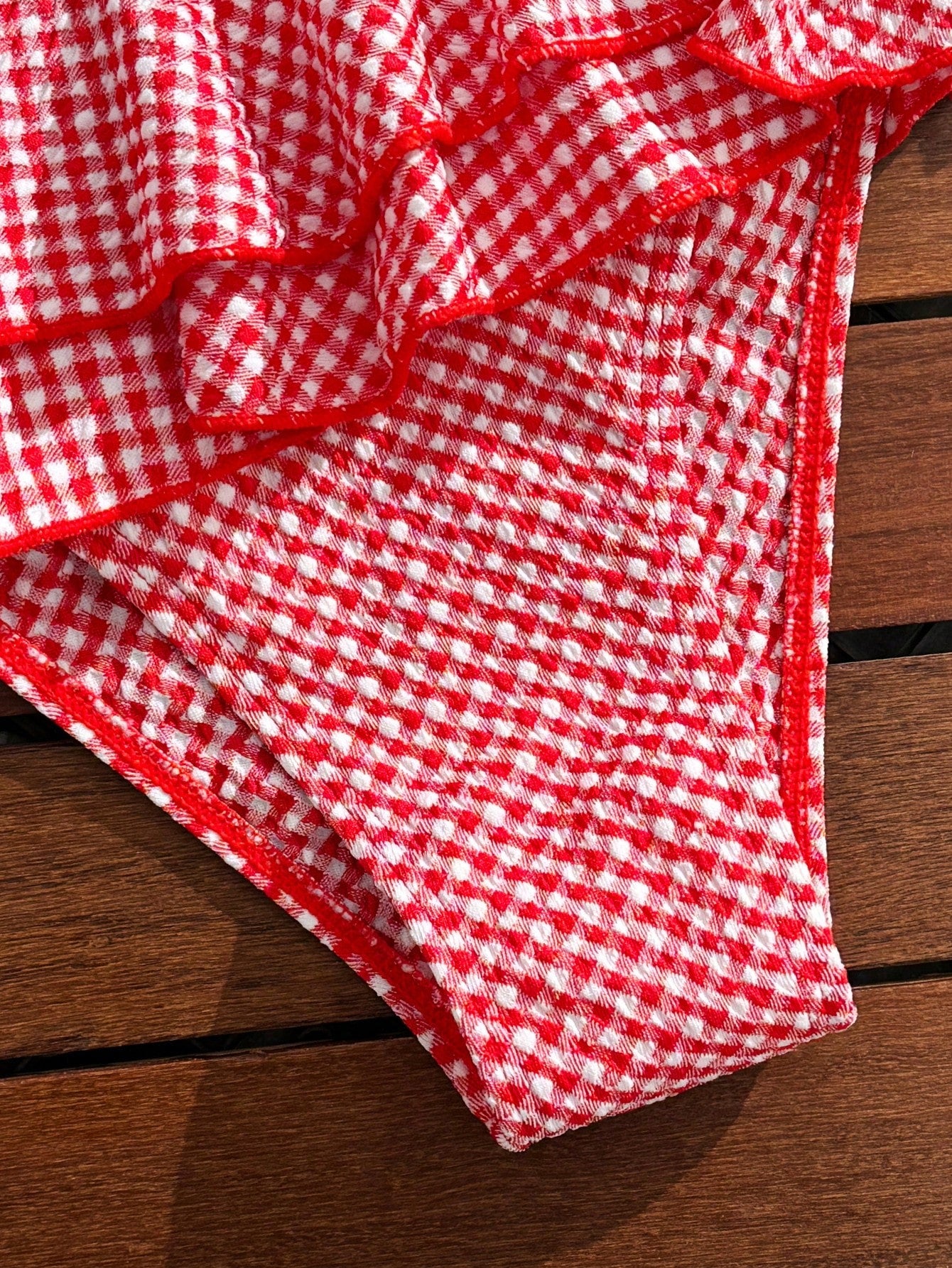 Swim Mod Women's 2pcs/Set Red And White Striped Bikini Swimsuit,Summer Holiday Retro Vintage Beach Party Cute - image 5