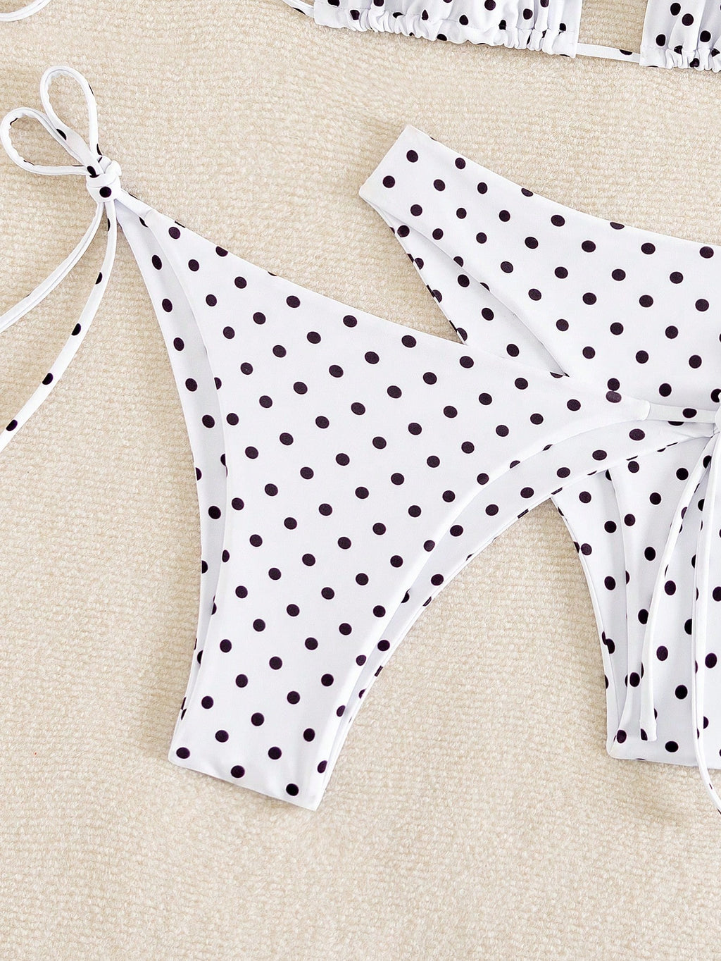 Swim Vcay Women's White With Black Polka Dots 3-Piece Set Triangle