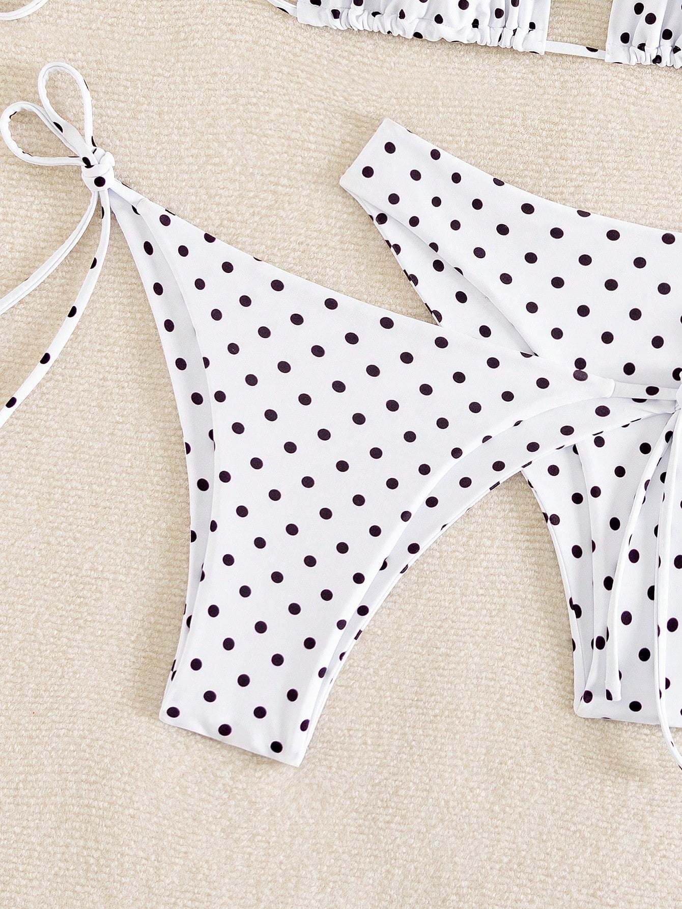 Swim Vcay Women's White With Black Polka Dots 3-Piece Set Triangle