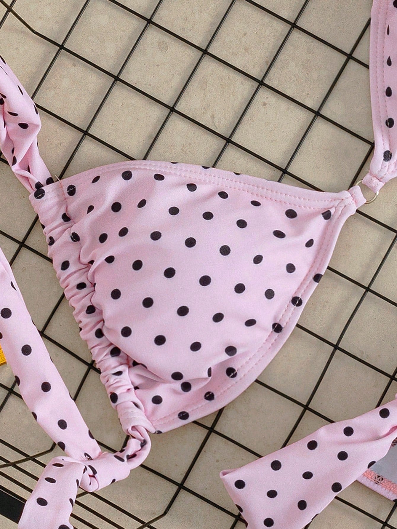 Swim Mod Spring/Summer New French Vintage Taro Purple Polka Dot Sweet