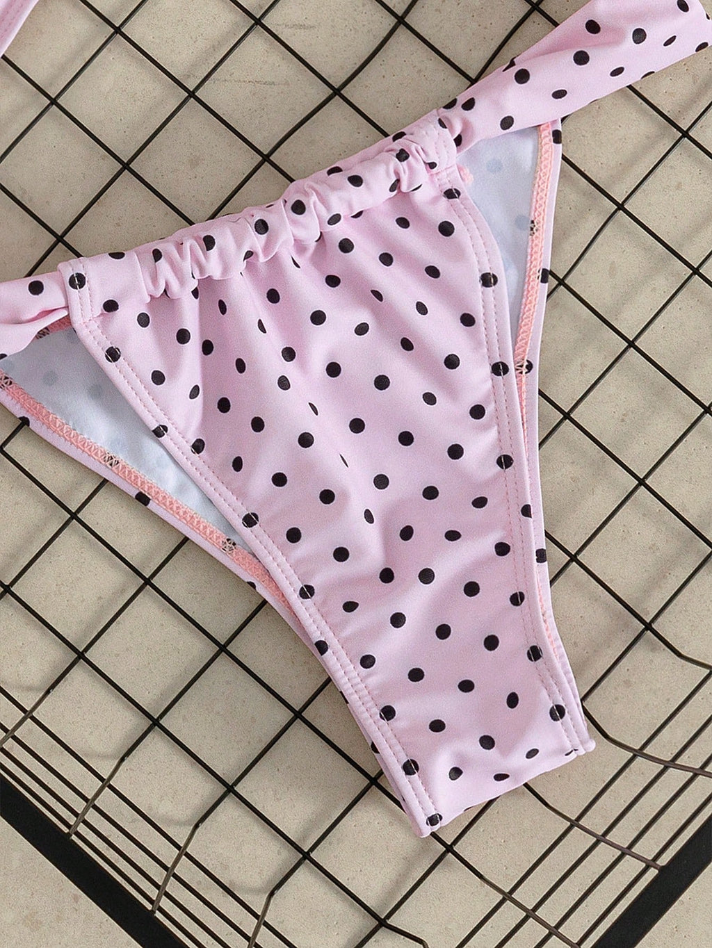 Swim Mod Spring/Summer New French Vintage Taro Purple Polka Dot Sweet