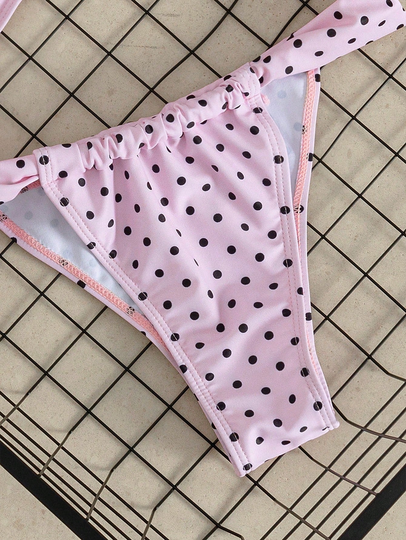 Swim Mod Spring/Summer New French Vintage Taro Purple Polka Dot Sweet