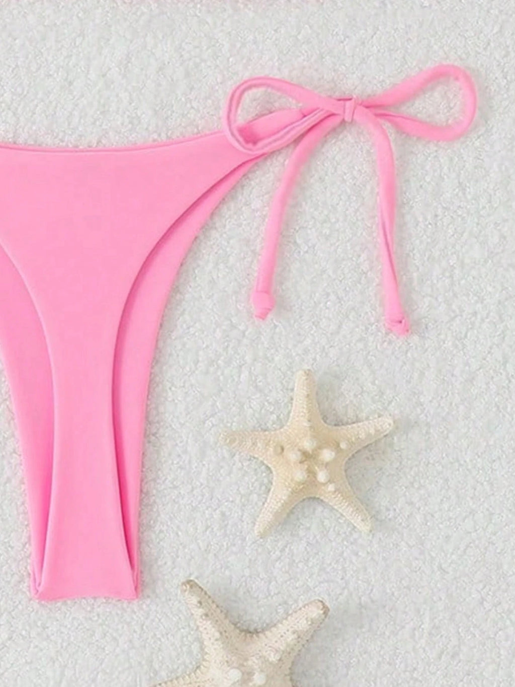 Women's Solid Color Triangle Bikini Set With Drawstring Sexy Halter Neck For Beach Vacation Summer Pink - image 10
