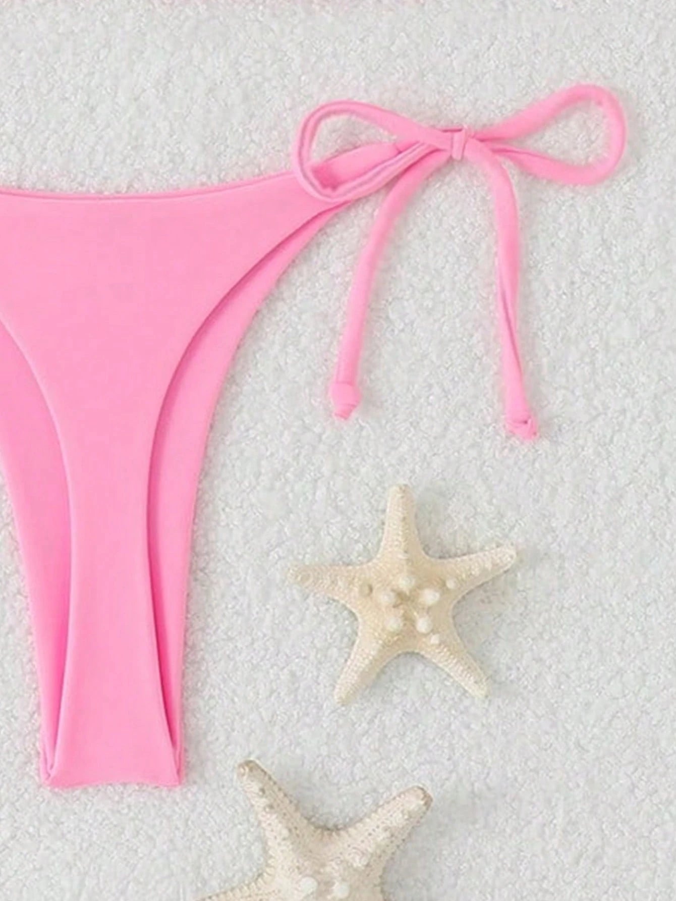 Women's Solid Color Triangle Bikini Set With Drawstring Sexy Halter Neck For Beach Vacation Summer Pink - image 10
