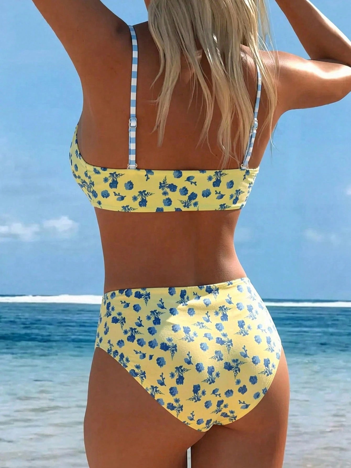 Swim Lushoire Women's Summer Vacation Beach Retro Print Detachable