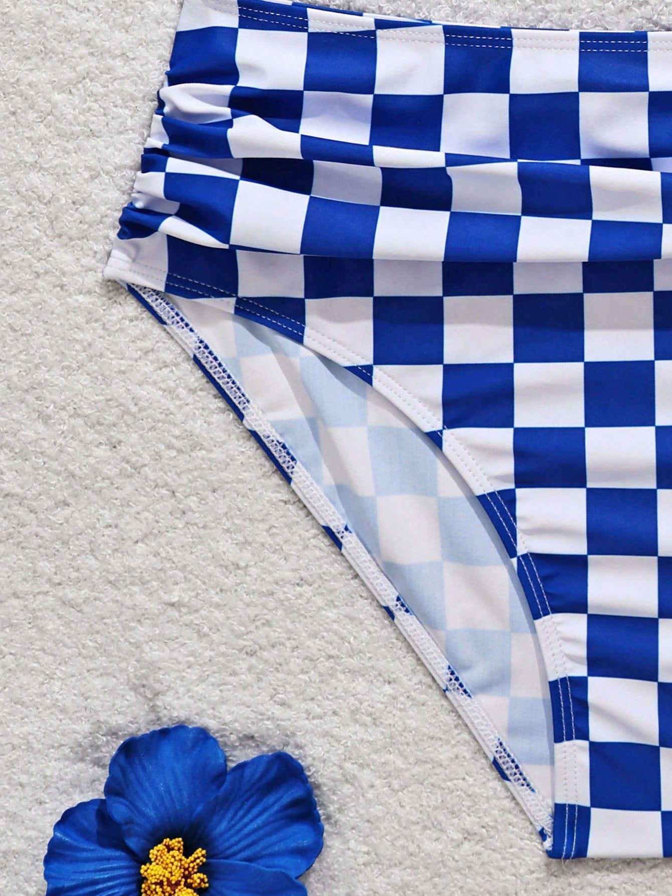 Swim Vcay Summer Beach Women's Checkered Print Bikini Set, Vacation