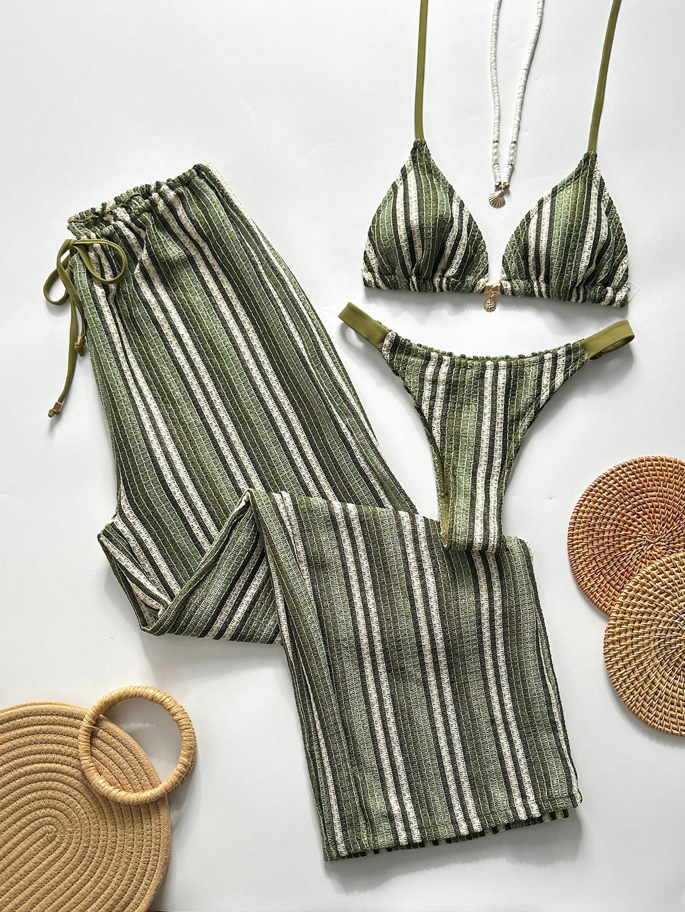 Swim Chicsea 26SS Spring/Summer Vacation Beach BOHO Braided Brown-Red